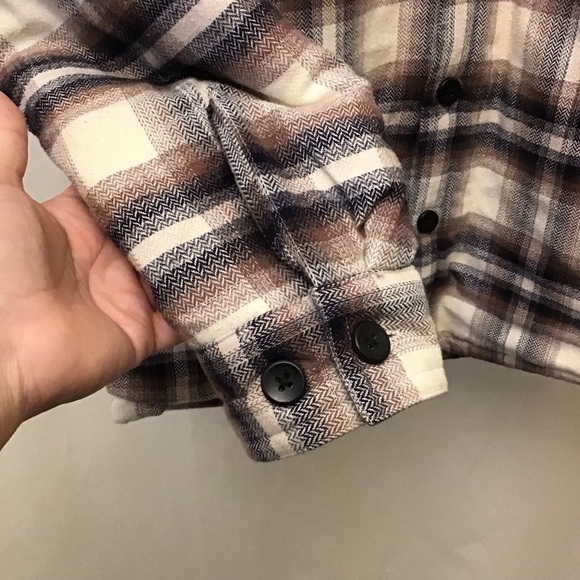 Carbon 2 Cobalt Sherpa Lined Shacket Flannel Men’s Size Small Cream Brown Black - Picture 4 of 10